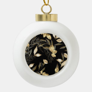 Gold-Blätter: Exotische botanische Nahtlose Keramik Kugel-Ornament