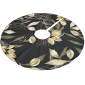 Gold-Blätter: Exotische botanische Nahtlose Polyester Weihnachtsbaumdecke (Schrägansicht)