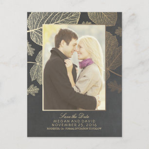 Gold-Blätter fallen Foto Save the Date Ankündigungspostkarte