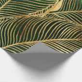 Gold Blätter Forest Green Elegantes Muster Geschenkpapier (Ecke)
