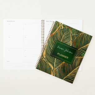 Gold Blätter Forest Green Elegantes Muster Planer