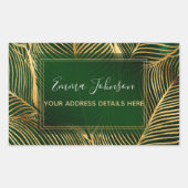 Gold Blätter Forest Green Elegantes Muster Rechteckiger Aufkleber (Vorderseite)