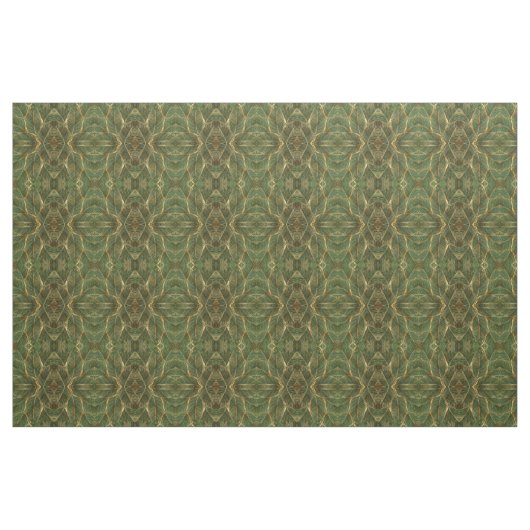 Gold Blätter Forest Green Elegantes Muster Stoff (Yard (91,4 cm))