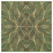 Gold Blätter Forest Green Elegantes Muster Stoff (Muster)