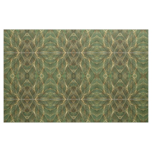 Gold Blätter Forest Green Elegantes Muster Stoff (Fat Quarter (45,7 x 55,9 cm))