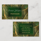 Gold Blätter Forest Green Elegantes Muster Visitenkarte (Vorne/Hinten)