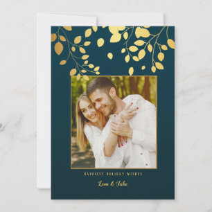 Gold Blätter Foto Holiday Card Einladung