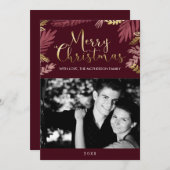 Gold Blätter Frohe Weihnachts-Foto Feiertagskarte (Vorne/Hinten)