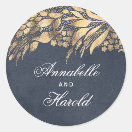 Gold Blätter Garten Schöne Siegel Runder Aufkleber