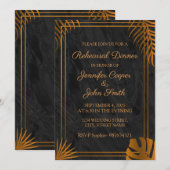 Gold Blätter Geometric Frame Probe Dinnar Einladung (Vorne/Hinten)