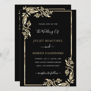 Gold Blätter Gerahmt Elegante Schwarze Hochzeit Ei