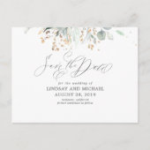 Gold Blätter Greenery Boho Save the Date Postkarte (Vorderseite)