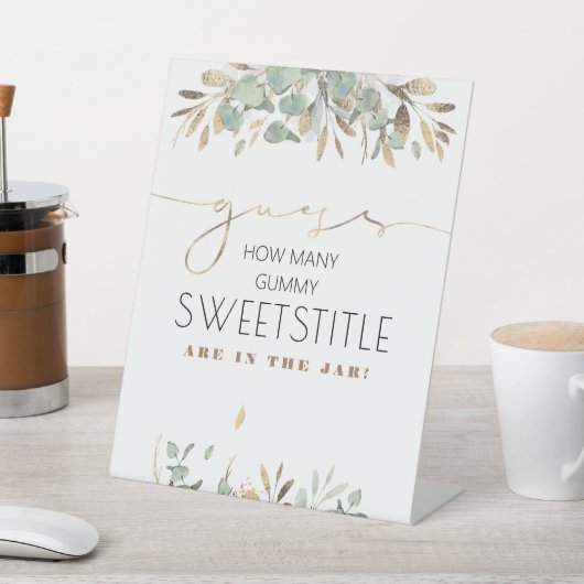 Gold Blätter Grüne Kinderdusche schätzen wie viele Sockelschild (In SItu)