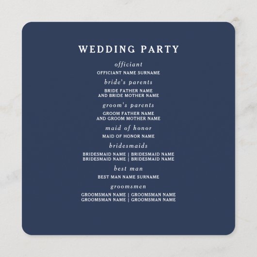 Gold Blätter Grüne Navy Blue Wedding Programm (Rückseite)