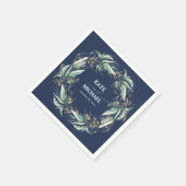 Gold Blätter Grüne Navy Blue Wedding Serviette (Ecke)