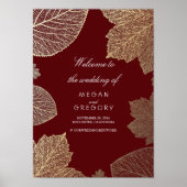 Gold Blätter Hochzeit im Herbst Begrüßungszeichen Poster (Vorne)