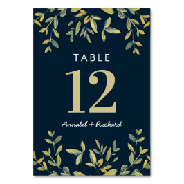 Gold Blätter Hochzeitskarten Tischnummer