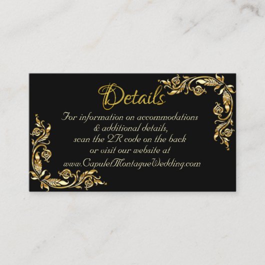 Gold-Blätter in Schwarz, QR-Code Begleitkarte (Vorderseite)