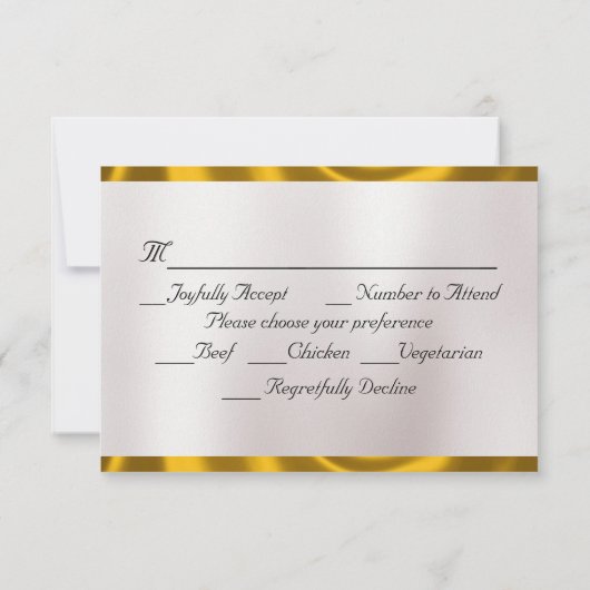 Gold-Blätter in Schwarz RSVP Karte (Rückseite)