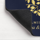 Gold Blätter Logo Blau | Personalisiert Name hinzu Mousepad (Ecke)