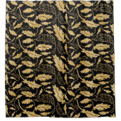 Gold-Blätter mit schwarzem Hintergrund Duschvorhang (Vorderseite)