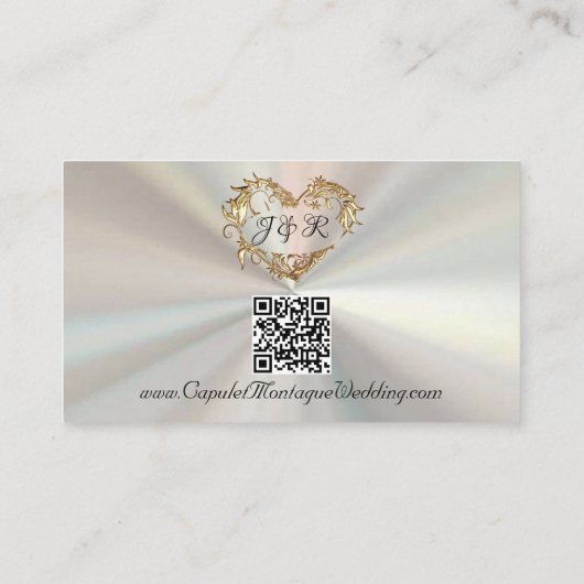 Gold-Blätter mit weißer Perle, QR-Code Begleitkarte (Rückseite)