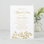 Gold-Blätter Party Einladung für die Rente für sie (Stehend Vorderseite)