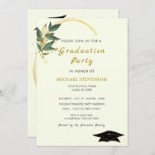 Gold-Blätter Rahmen-Abschluss-Einladung Vorlage (Vorne/Hinten)