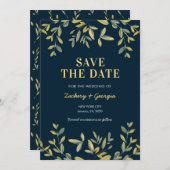Gold Blätter Save the Date Einladungen für Hochzei (Vorne/Hinten)