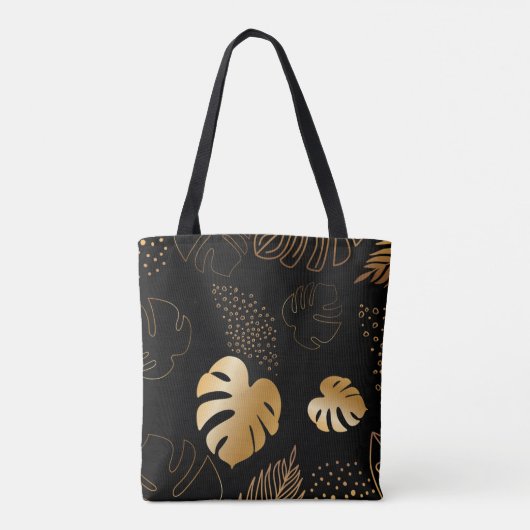 Gold Blätter Schwarze Tasche (Rückseite)