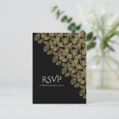 Gold Blätter Schwarzer Herbst Elegance Hochzeit RS Einladungspostkarte (Stehend Vorderseite)