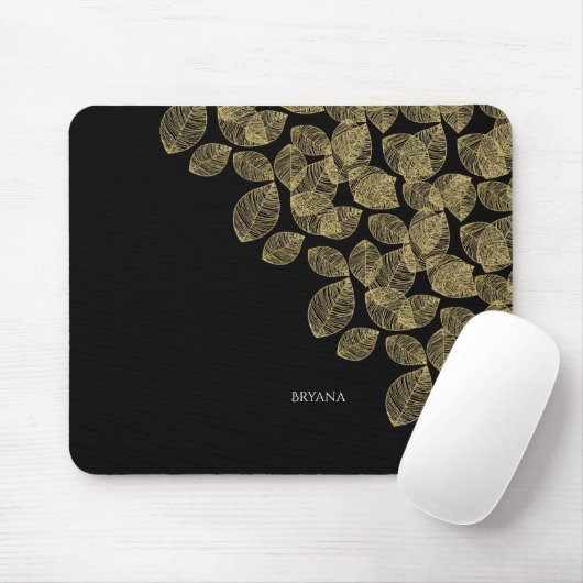 Gold Blätter Schwarzer Herbst Elegance Mousepad (Mit Mouse)