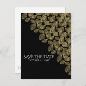 Gold Blätter Schwarzer Herbst Elegance Save the Da Ankündigungspostkarte (Vorne/Hinten)