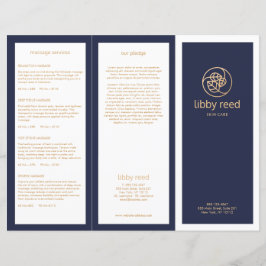 Gold Blätter SkinCare Wellness-Center TriFold Navy