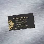 Gold Blätter Text Black Business Card Magnet (Beispiel)