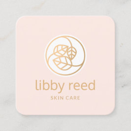 Gold Blätter Trio Logo Square Pink Beauty Wellness Quadratische Visitenkarte