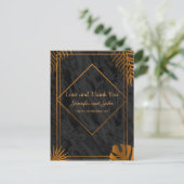 Gold Blätter Tropical Wedding Vielen Dank Postkarte (Stehend Vorderseite)