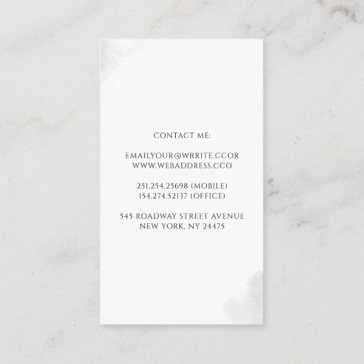 Gold-Blätter und Eukalyptus-Grüne Träume verblasst Visitenkarte (Rückseite)