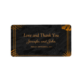 Gold-Blätter und geometrische Rahmen-tropische Adr Adressaufkleber