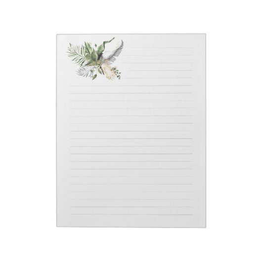 Gold-Blätter und weiße Federn ausgekleidet Notizblock (Rotiert)