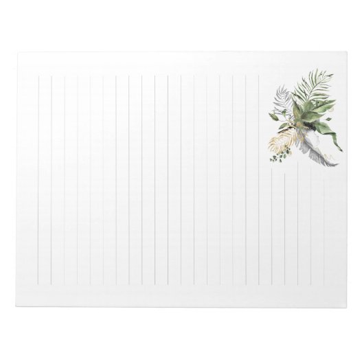 Gold-Blätter und weiße Federn ausgekleidet Notizblock (Vorderseite)