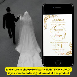 Gold Blätter Verzierte muslimische Hochzeit Nikah  Einladung