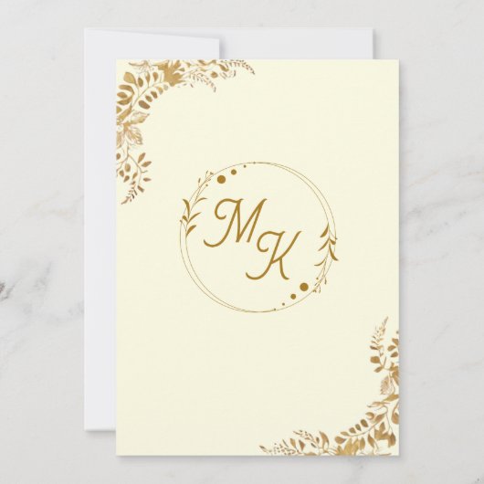 Gold Blätter Verzierte muslimische Hochzeit Nikah Einladung (Rückseite)