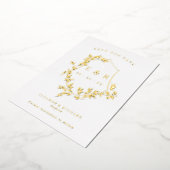 Gold Blätter Wappen Monogram Save the Date Folieneinladung (Gedreht)