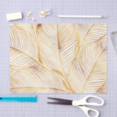 Gold Blätter Weiß Elegantes Muster Seidenpapier (Handwerk)