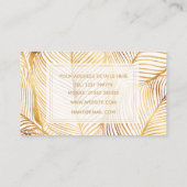 Gold Blätter Weiß Elegantes Muster Visitenkarte (Rückseite)