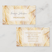 Gold Blätter Weiß Elegantes Muster Visitenkarte (Vorne/Hinten)