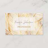 Gold Blätter Weiß Elegantes Muster Visitenkarte (Vorderseite)