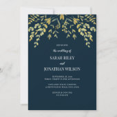 Gold-Blätter zur Einladung zur Hochzeit von Schiff (Vorderseite)