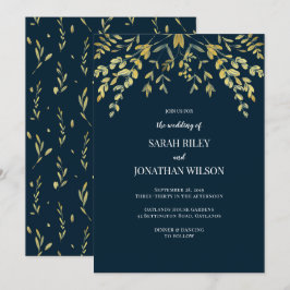 Gold-Blätter zur Einladung zur Hochzeit von Schiff